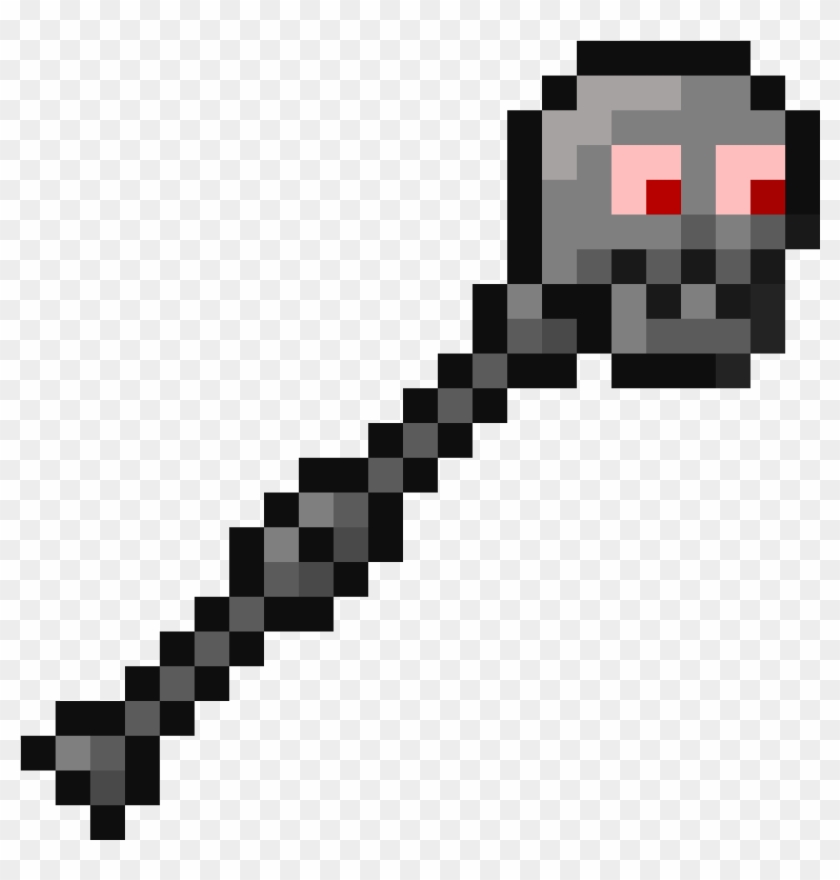 Skull Staff - Minecraft Fire Sword Pixel Art Clipart