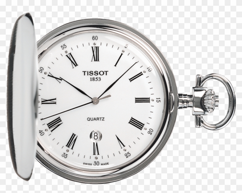 White Dial Pocket Watch With Stainless Steel Case And - Tissot Pocket Watch 1853 Clipart