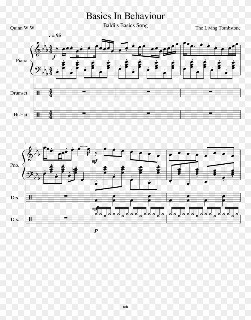 Basics In Behaviour - Baldi's Basics Piano Sheet Music Clipart #207169