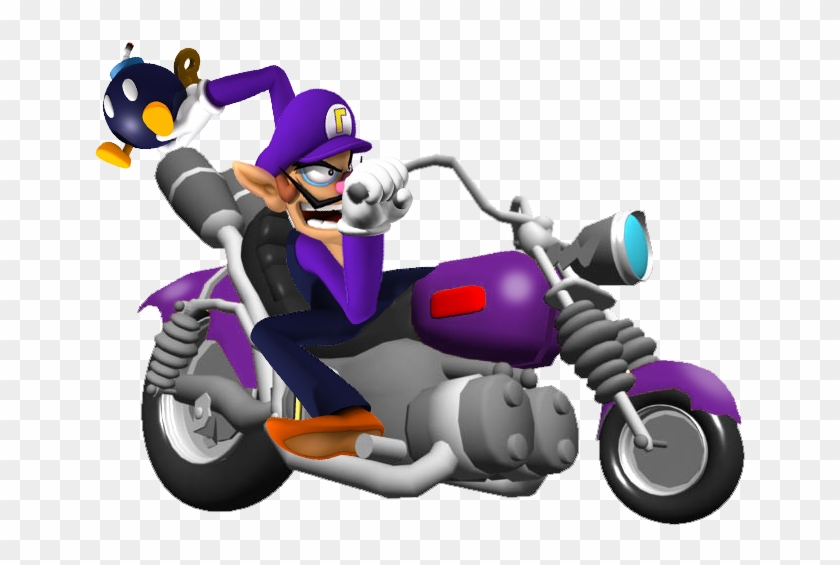 Waluigi Throwing An Bomb-omb In The Wario Bike - Warios Motorbike Clipart