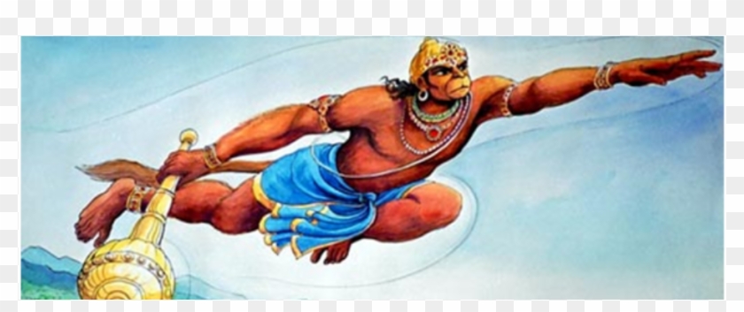 Hanuman Flying Over Ocean Clipart