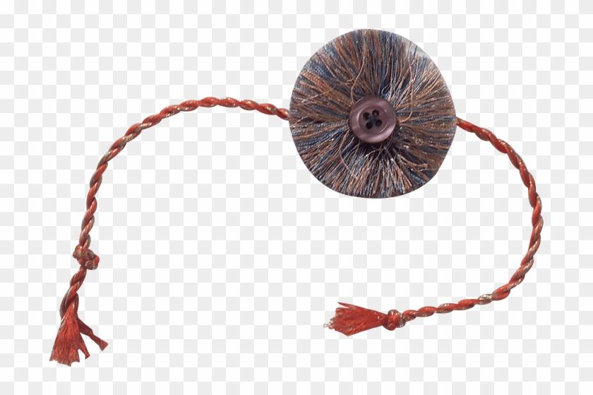 Trash To Cash Handmade Beige Blue Tassel Rakhi - Bead Clipart #208652