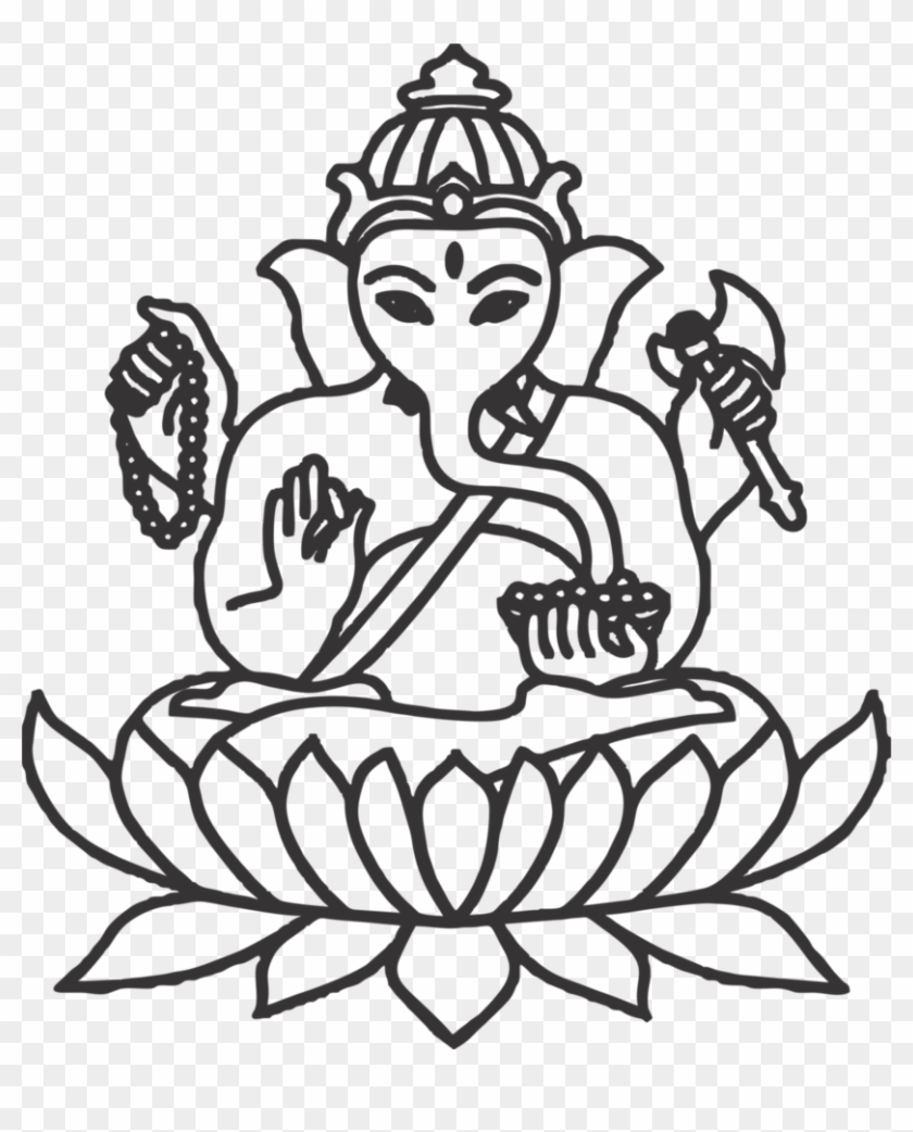 Ganesha Png - Black And White Ganesh Art Png Clipart #208717