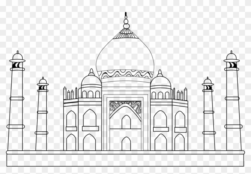 Black Taj Mahal How To Draw Drawing Monument - Sketch Of Taj Mahal Clipart #208821
