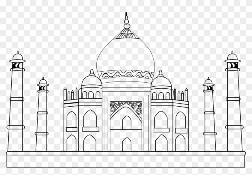 Black Taj Mahal How To Draw Drawing Monument - Sketch Of Taj Mahal Clipart