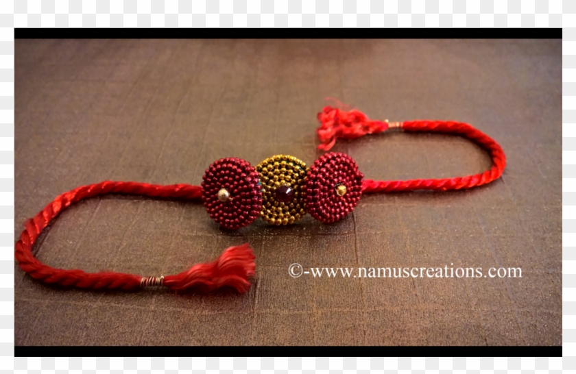 Golden And Red Ball Chain Combination Rakhi - Bracelet Clipart