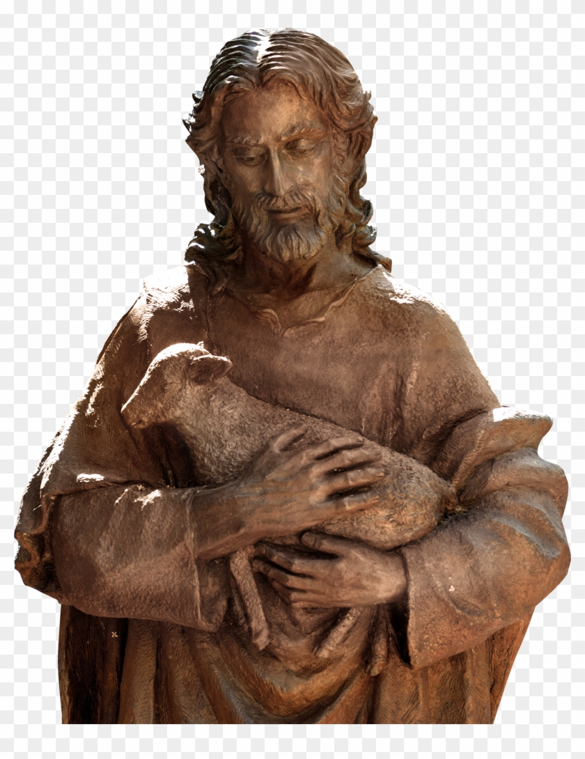Man Holding Sheep Statuette - Good Shepherd Png Clipart #209017