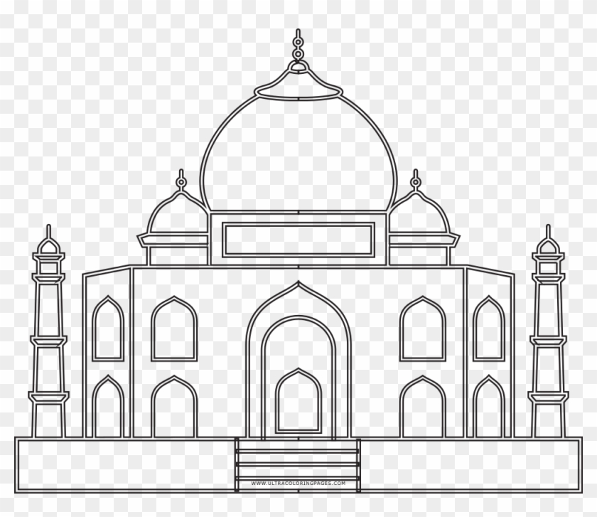Taj Mahal Coloring Page - Taj Mahal Drawing Hd Clipart #209456
