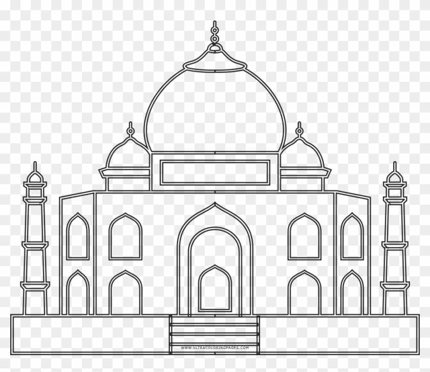 Taj Mahal Coloring Page - Taj Mahal Drawing Hd Clipart