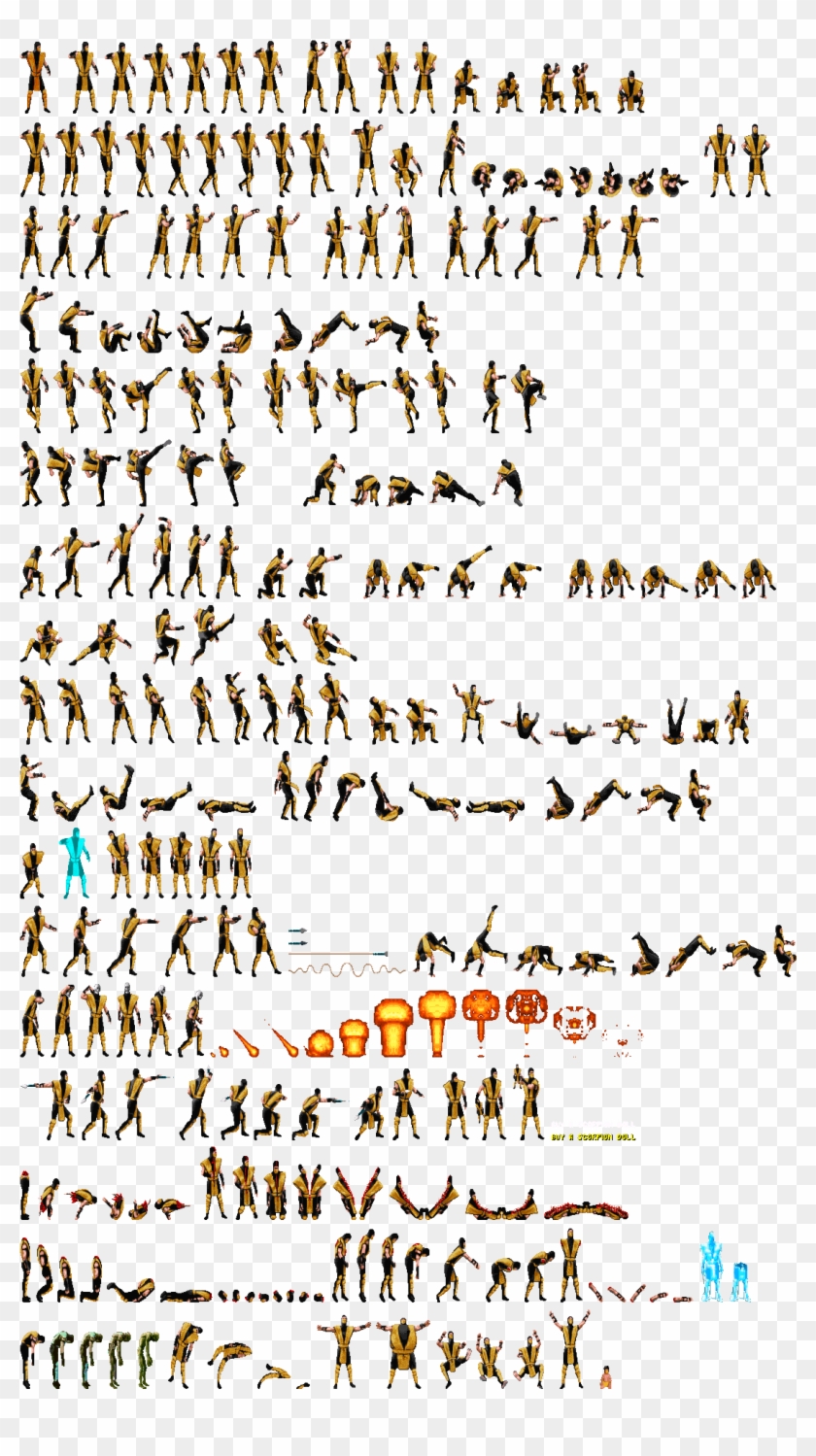 Scorpion By Handtoeknee - Mortal Kombat 2 Noob Saibot Sprites Clipart
