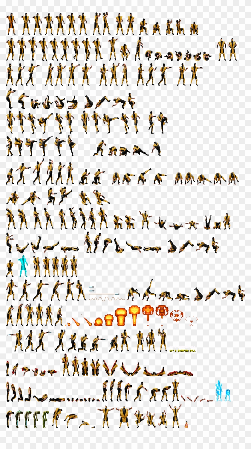 Scorpion By Handtoeknee - Mortal Kombat 2 Noob Saibot Sprites Clipart #2000822