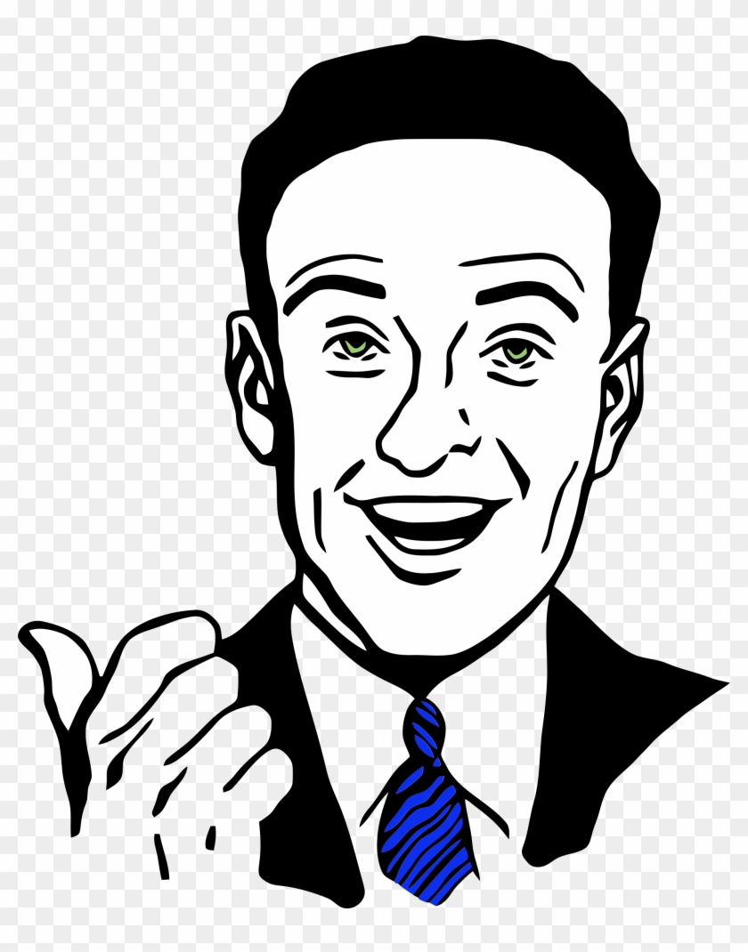 Big Image - Smiling Man Face Drawing Clipart #2001295