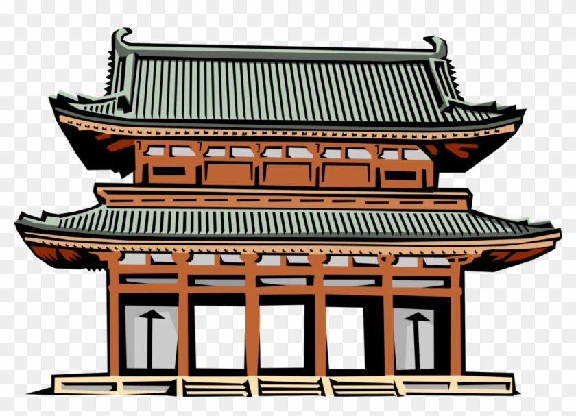 Vector Illustration Of Japanese Traditional Buddhist - Japanese Gate Clipart