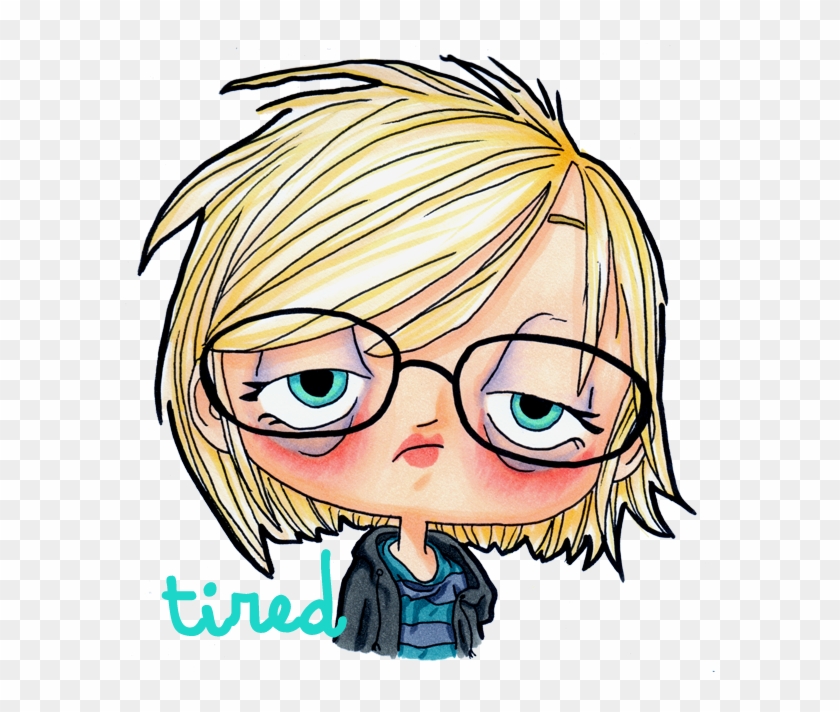 Cute Tired Girl Cartoon Clipart