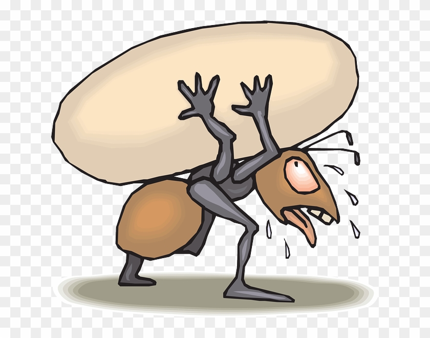 Ant Brown Carrying Egg White Tired Hard Working - Hard Working Ant Cartoon Clipart #2005165