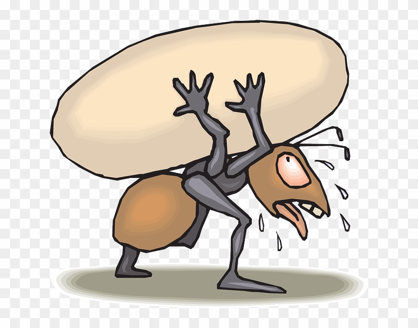 Ant Brown Carrying Egg White Tired Hard Working - Hard Working Ant Cartoon Clipart