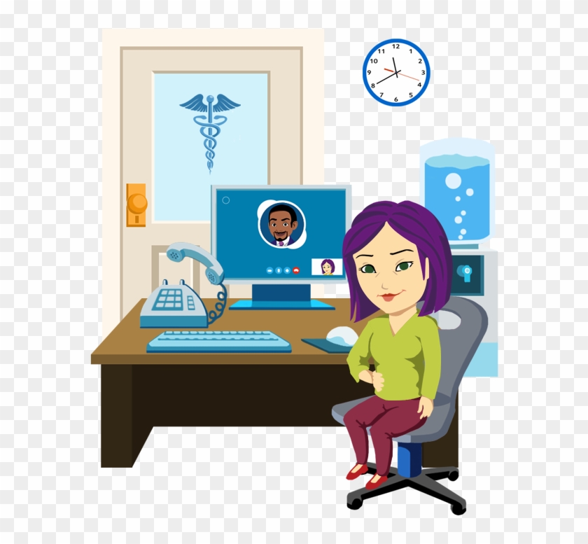 A Receptionist Constantly Uses Digital Technology, - Cartoon Clipart