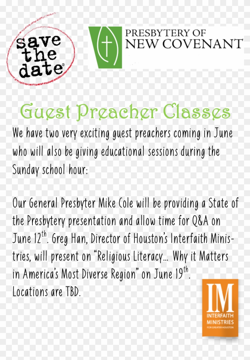 Preacher Classes - Save The Date Clipart #2013144
