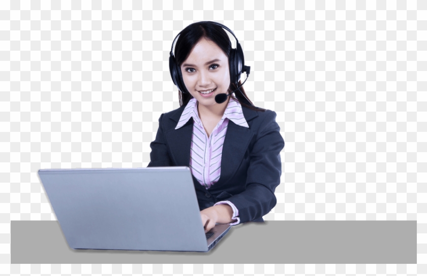 Contact Us Receptionist , Png Download - Beautiful Lady Computer Operator Clipart #2013448
