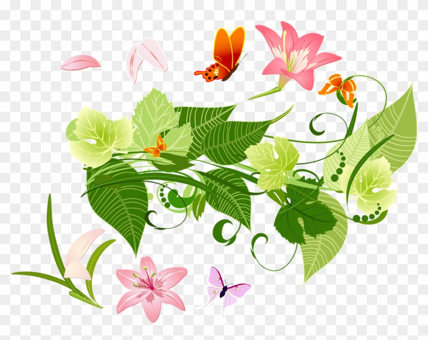 Flower - Png Leaves With Flowers Clipart