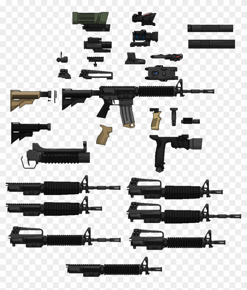 Drawn Rifle M4a1 - M4 Carbine Accessories Clipart