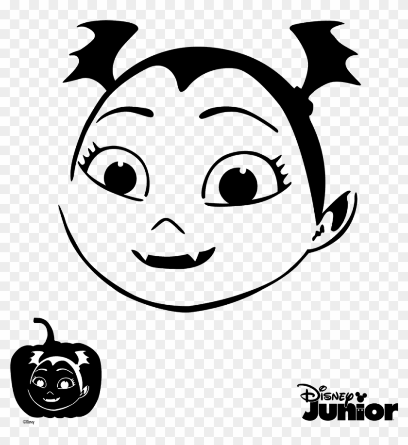 Pumpkin Carving Clipart Black And White - Vampirina Pumpkin Carving Stencils - Png Download #2014409