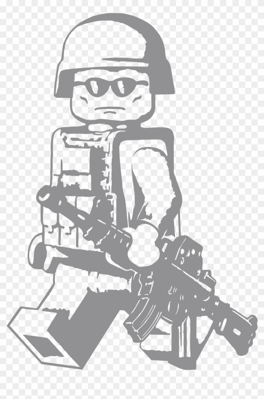 Lego Walking Modern Minifig With M4a1 Vinyl Decal - Lego Soldier Wall Decal Clipart #2014641