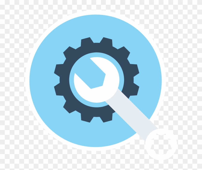 Circular Icon Depicting A Gear And Wrench - Vector Repair Icon Clipart #2016113