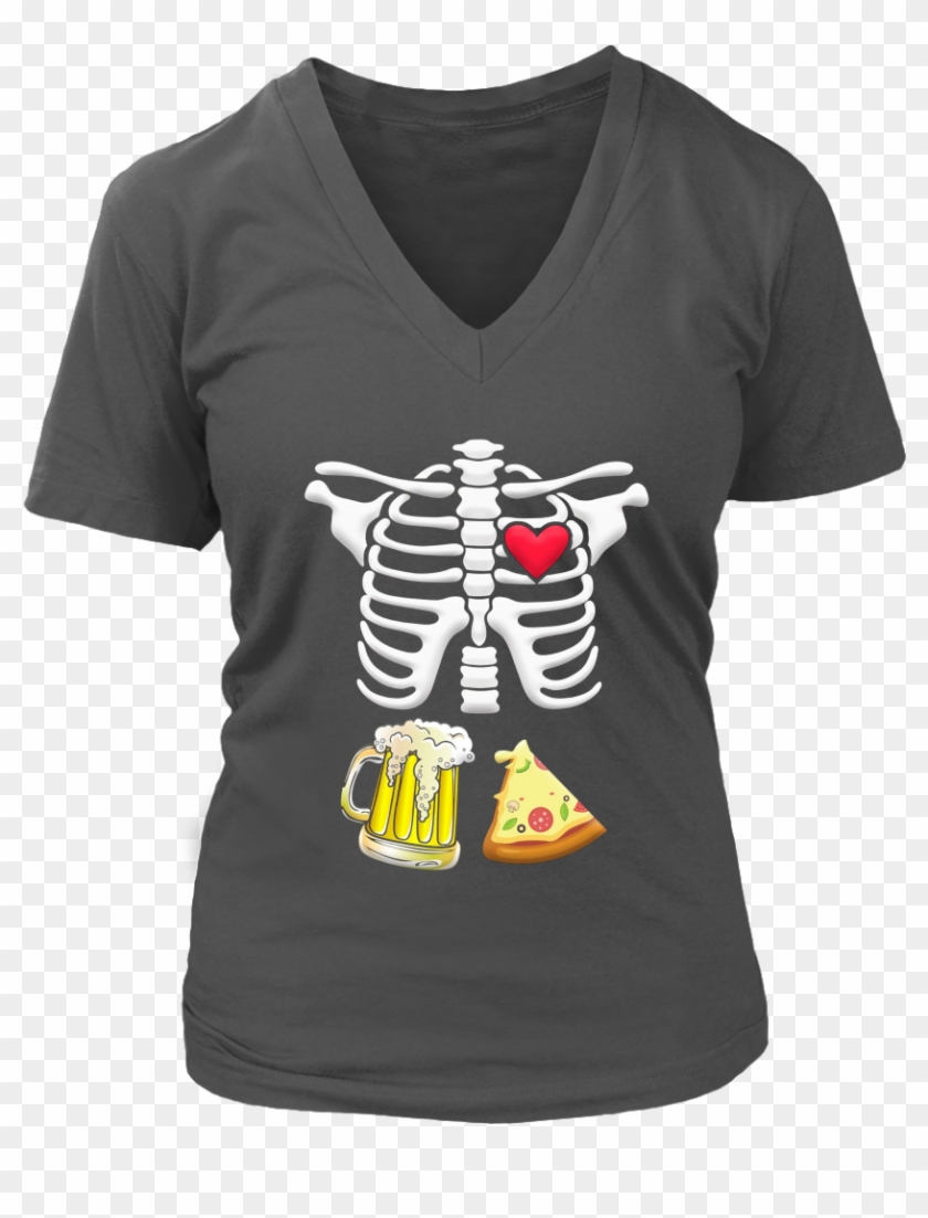 Beer And Pizza Pregnant Skeleton Halloween T-shirt - Im Not Fat I M Pregnant Shirt Clipart #2017035