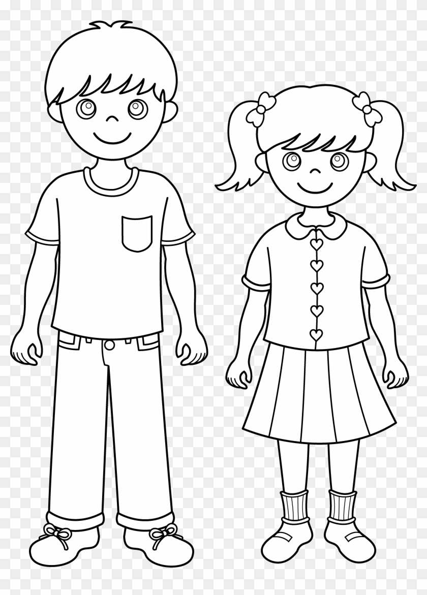 Pilot Clipart Sibling - Brother And Sister Coloring Page - Png Download