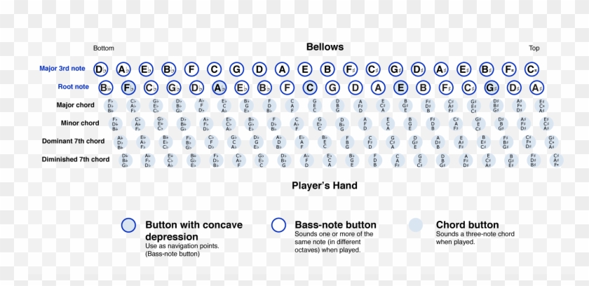 120-button Stradella Bass System Chart - Tōdai-ji Clipart