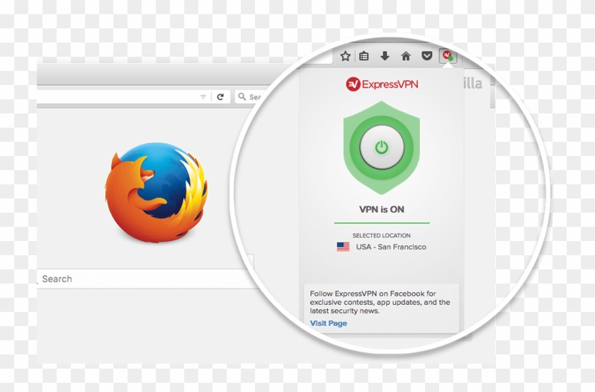 Close Up Of The Expressvpn Browser Add On For Firefox - Firefox Vpn Clipart #2023278