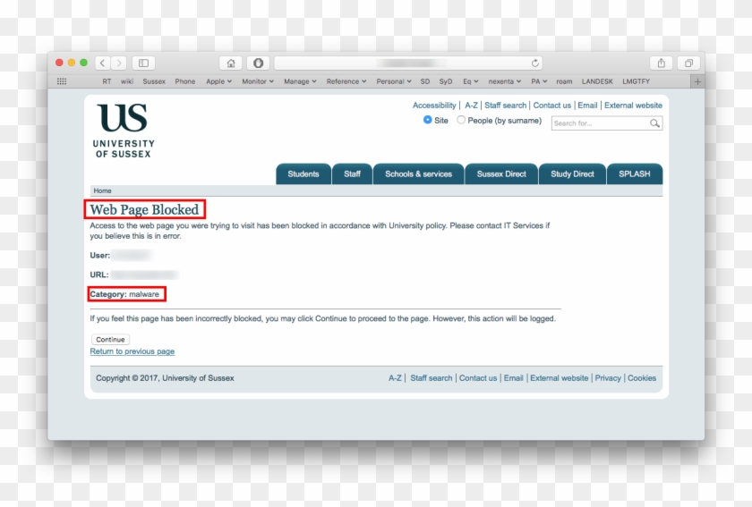 Block Or Continue Message - Web Page Blocked Message Clipart