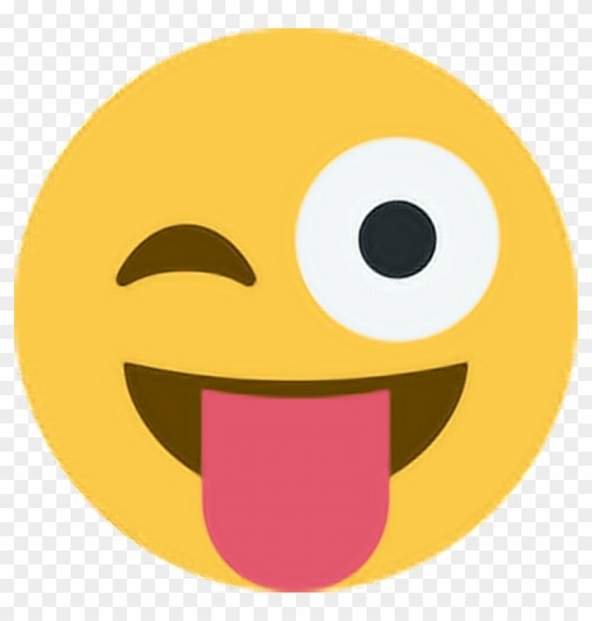 Happy Excited Tongueout Tongue Emoji Emoticon Face - Stuck Out Tongue Winking Eye Emoji Clipart