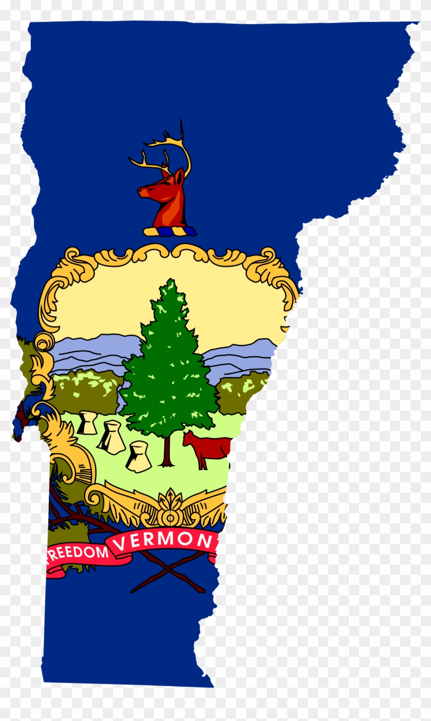 Vermont - Vermont State Flag Map Clipart