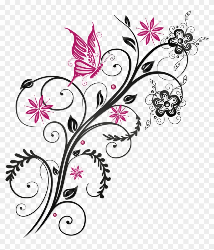 Butterfly Floral Flower Ornament Download Hq Png Clipart - Vector Graphics Transparent Png