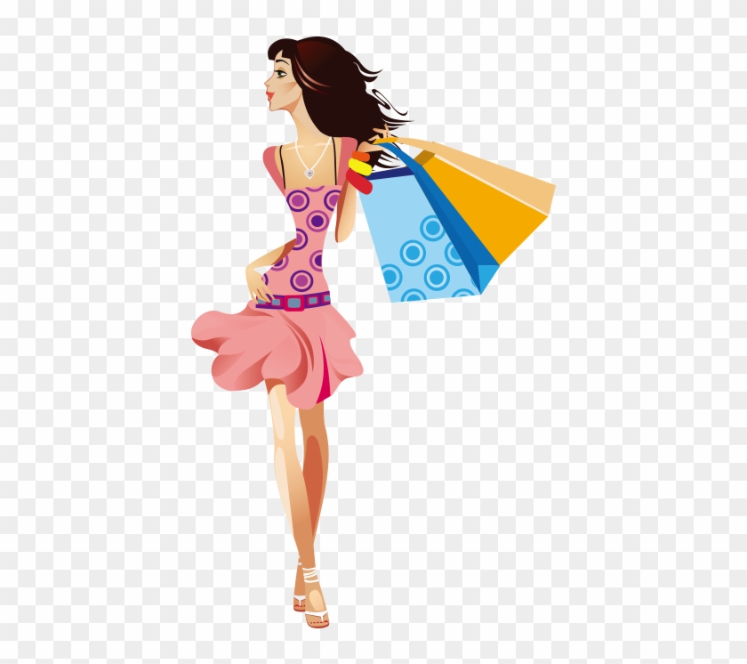 Shopping Girl Woman Clip Art - Cartoon Shopping Girl Groups - Png Download #2030409