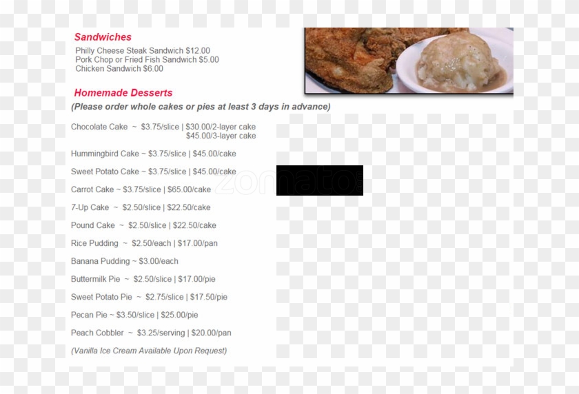 Kitchen Soul Food Restaurant And Bakery Menu - Pickert Clipart