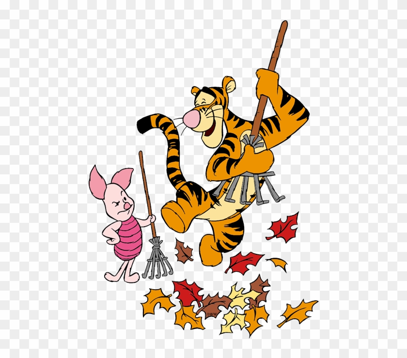 Disney Fall Season Clip Art 2 - Raking Leaves Clip Art - Png Download