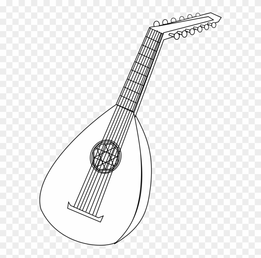 Musical Instruments Lute Coloring Book String Instruments - Drawing Of A Lute Clipart