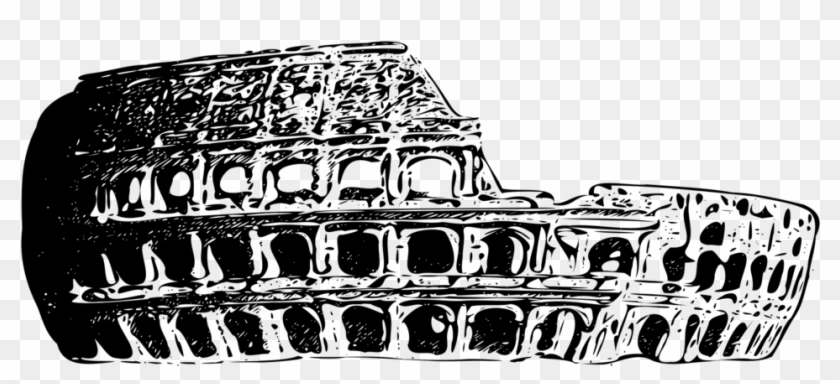 Colosseum Black And White Monochrome Photography - Monochrome Clipart