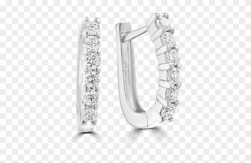 14kt White Gold 3/4 Ctw Diamond Huggie Hoop Earrings - Earrings Clipart #2036715
