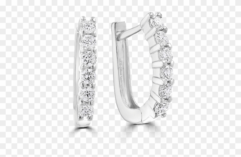 14kt White Gold 3/4 Ctw Diamond Huggie Hoop Earrings - Earrings Clipart