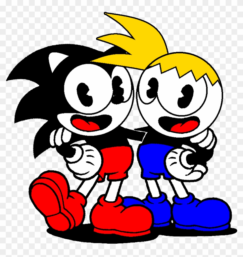 Sonic And Toon Trev Cuphead Edition - Cuphead And Mugman Png Clipart #2038417