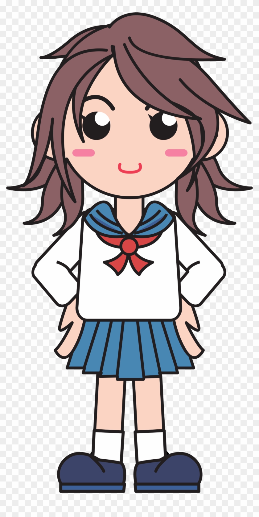 Clipart - Girl In School Uniform Clipart - Png Download