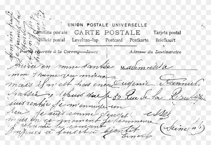 Postcard Back Image Digital French - Handwriting Clipart #2039296