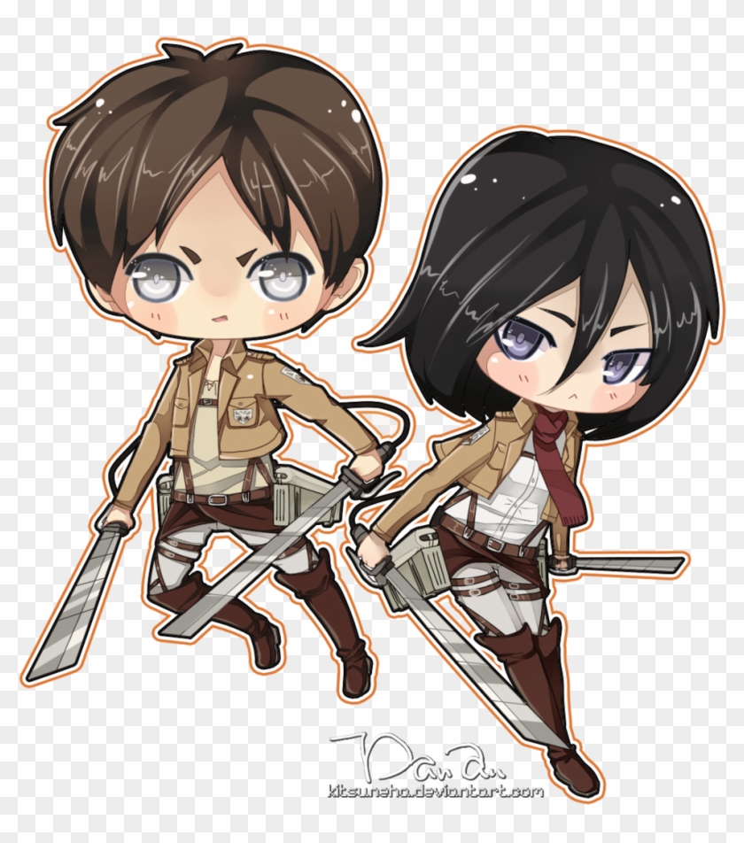 Eren And Mikasa Chibi , Png Download Clipart