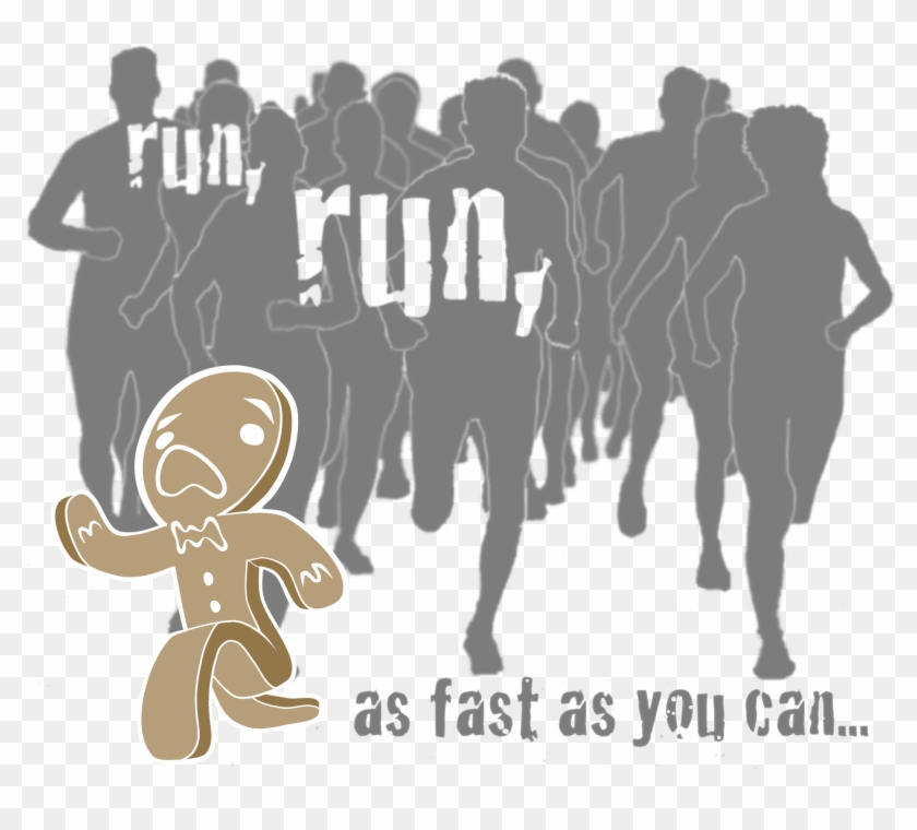 Gingerbread Running , Png Download - Silhouette Clipart