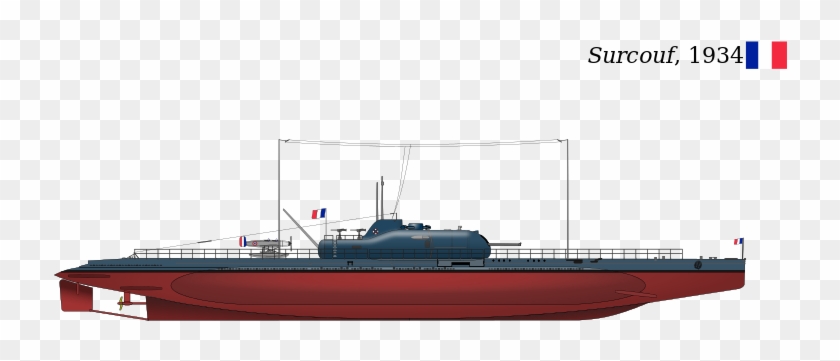French Submarine Aircraft Carrier Surcouf Commissioned - French Submarine Aircraft Carrier Clipart #2043322