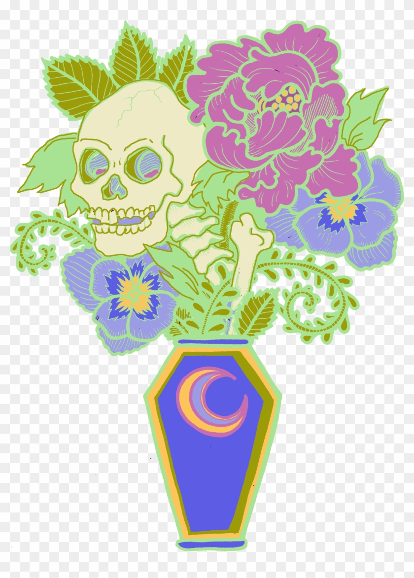 Coffin Bouquet Colored Version - Illustration Clipart